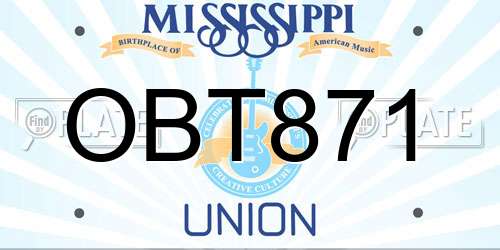 OBT871 Mississippi License Plate
