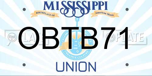 OBTB71 Mississippi License Plate