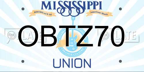 OBTZ70 Mississippi License Plate