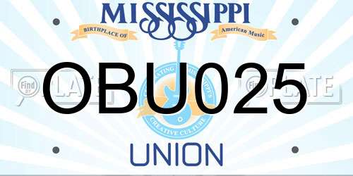 OBU025 Mississippi License Plate
