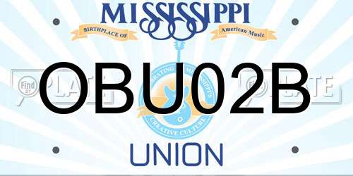 OBU02B Mississippi License Plate
