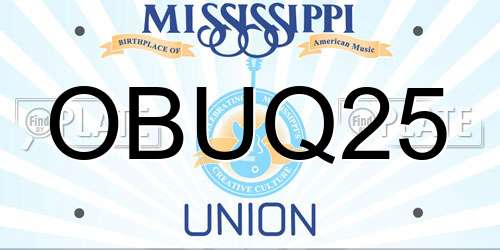 OBUQ25 Mississippi License Plate