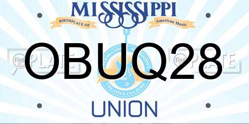 OBUQ28 Mississippi License Plate