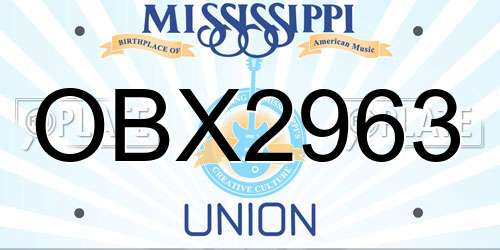 OBX2963 Mississippi License Plate