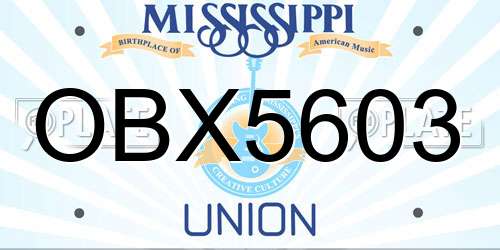 OBX5603 Mississippi License Plate