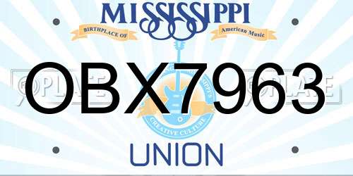 OBX7963 Mississippi License Plate