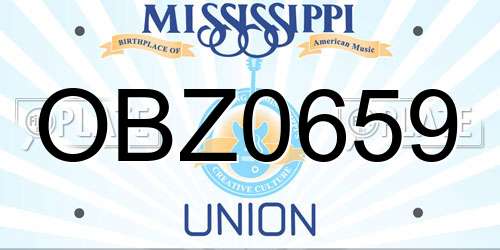 OBZ0659 Mississippi License Plate