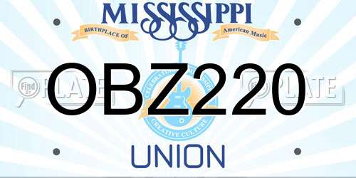 OBZ220 Mississippi License Plate