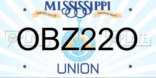 OBZ22O Mississippi License Plate
