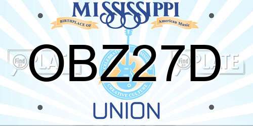OBZ27D Mississippi License Plate