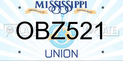 OBZ521 Mississippi License Plate