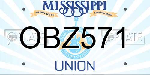 OBZ571 Mississippi License Plate