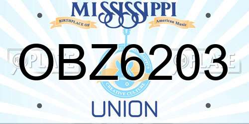 OBZ6203 Mississippi License Plate