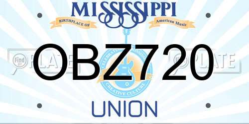 OBZ720 Mississippi License Plate