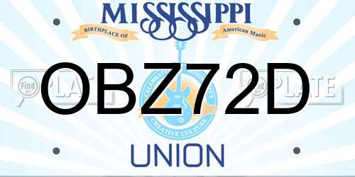 OBZ72D Mississippi License Plate