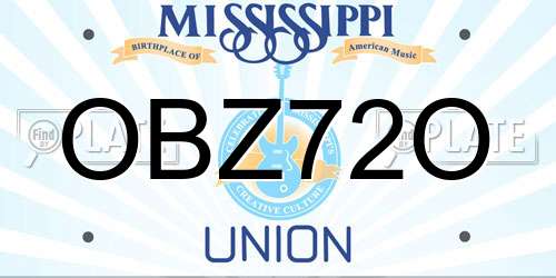 OBZ72O Mississippi License Plate