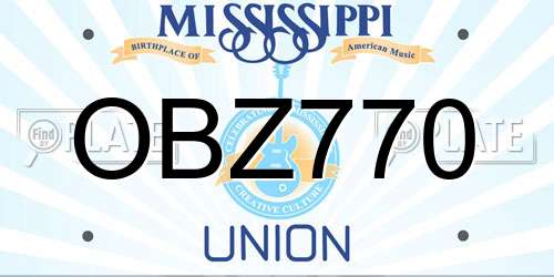 OBZ770 Mississippi License Plate