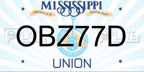 OBZ77D Mississippi License Plate
