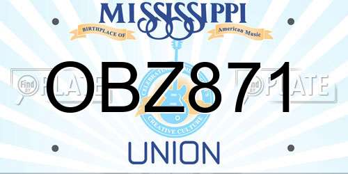 OBZ871 Mississippi License Plate