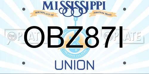 OBZ87I Mississippi License Plate