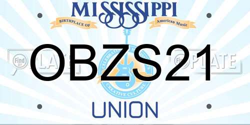 OBZS21 Mississippi License Plate