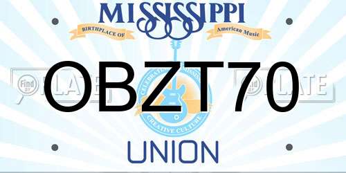 OBZT70 Mississippi License Plate