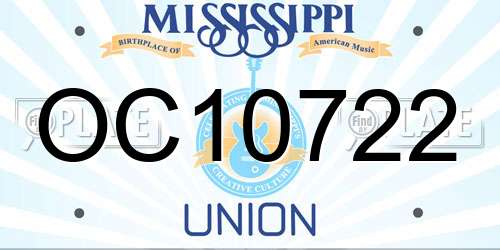 OC10722 Mississippi License Plate