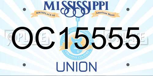 OC15555 Mississippi License Plate