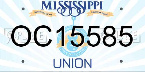 OC15585 Mississippi License Plate
