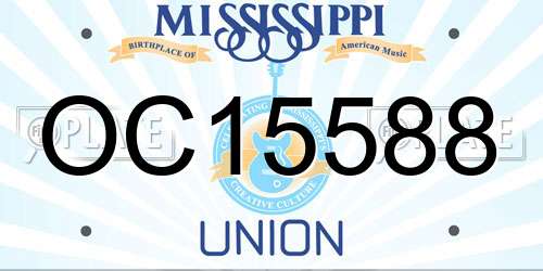 OC15588 Mississippi License Plate