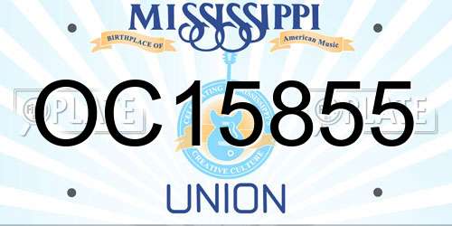 OC15855 Mississippi License Plate