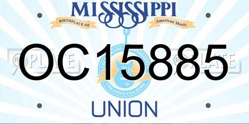 OC15885 Mississippi License Plate