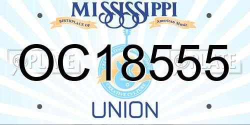 OC18555 Mississippi License Plate