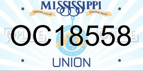OC18558 Mississippi License Plate