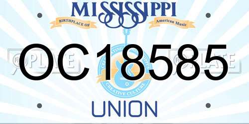 OC18585 Mississippi License Plate