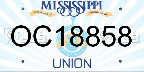 OC18858 Mississippi License Plate