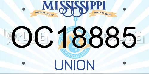 OC18885 Mississippi License Plate