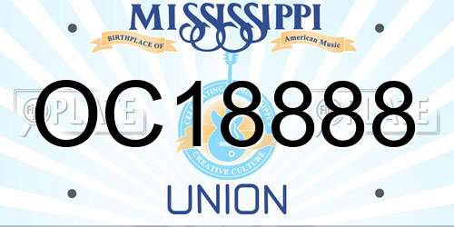 OC18888 Mississippi License Plate