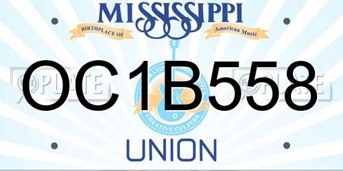 OC1B558 Mississippi License Plate