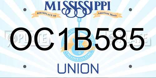 OC1B585 Mississippi License Plate