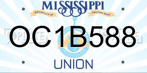 OC1B588 Mississippi License Plate