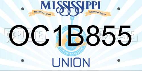 OC1B855 Mississippi License Plate