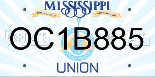 OC1B885 Mississippi License Plate
