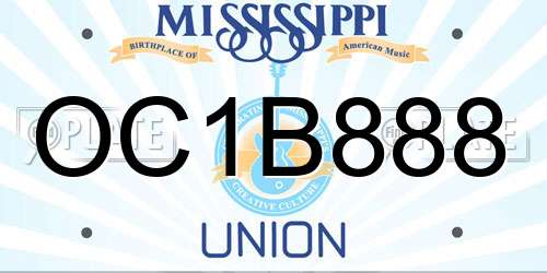 OC1B888 Mississippi License Plate
