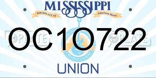 OC1O722 Mississippi License Plate
