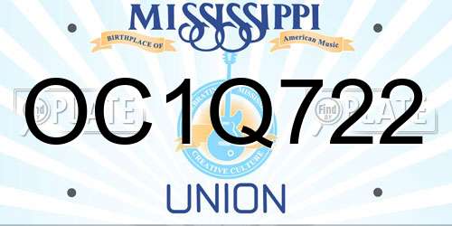 OC1Q722 Mississippi License Plate