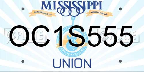 OC1S555 Mississippi License Plate