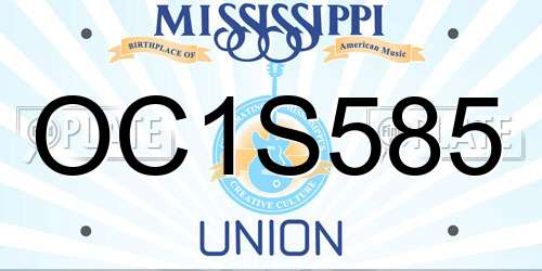 OC1S585 Mississippi License Plate