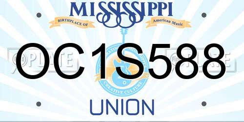 OC1S588 Mississippi License Plate
