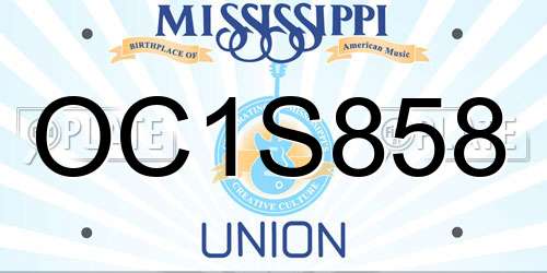 OC1S858 Mississippi License Plate